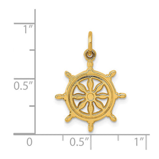 14k Yellow Gold Ships Wheel Charm