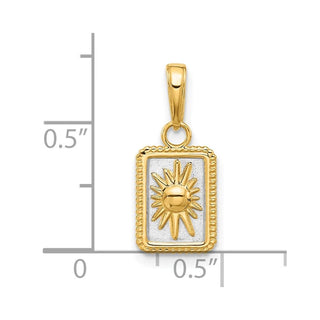 14K Yellow Gold and White Rhodium-plating Sun in Frame Pendant