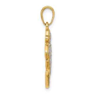 14K Yellow Gold and White Rhodium-plating Diamond-cut Om Pendant