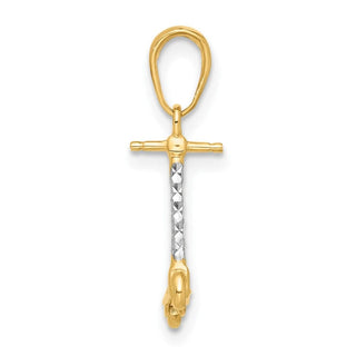14K Yellow Gold and White Rhodium-plating Diamond-cut 3D Scooter Pendant