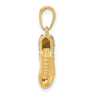 14K Yellow Gold and White Rhodium-plating Diamond-cut Soccer Cleat Pendant