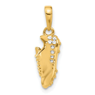 14K Yellow Gold and White Rhodium-plating Diamond-cut Soccer Cleat Pendant