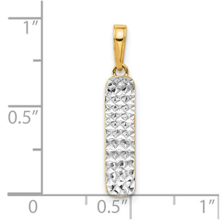 14K Yellow Gold and White Rhodium-plating Diamond-cut Skateboard Pendant