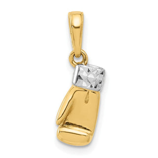 14K Yellow Gold and White Rhodium-plating Diamond-cut Boxing Glove Pendant