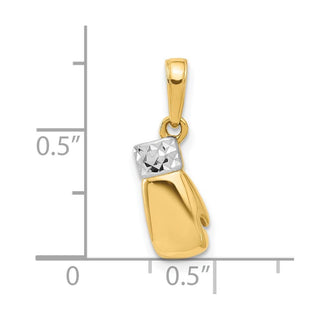 14K Yellow Gold and White Rhodium-plating Diamond-cut Boxing Glove Pendant