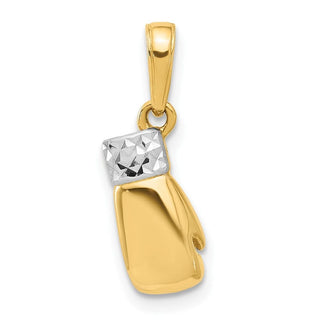 14K Yellow Gold and White Rhodium-plating Diamond-cut Boxing Glove Pendant