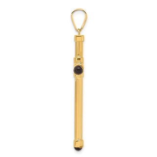 14K Yellow Gold Polished with Black Onyx Cross Pendant