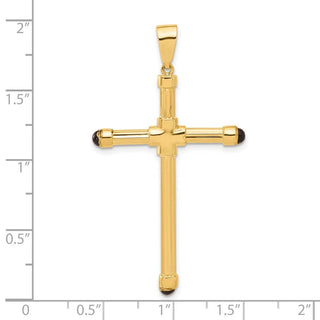 14K Yellow Gold Polished with Black Onyx Cross Pendant