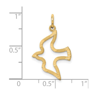 14k Yellow Gold Satin and Diamond-cut Dove Charm
