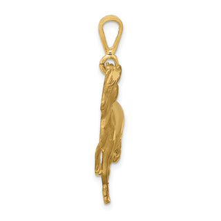 14k Yellow Gold Diamond-Cut Trotting Horse Pendant