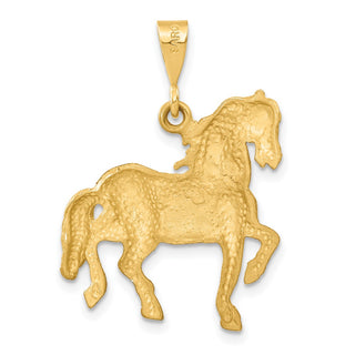 14k Yellow Gold Diamond-Cut Trotting Horse Pendant