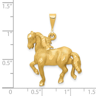 14k Yellow Gold Diamond-Cut Trotting Horse Pendant