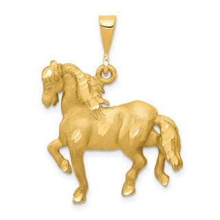 14k Yellow Gold Diamond-Cut Trotting Horse Pendant