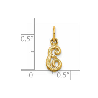 14k Yellow Gold Casted Initial E Charm