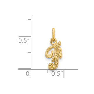 14k Yellow Gold Casted Initial F Charm