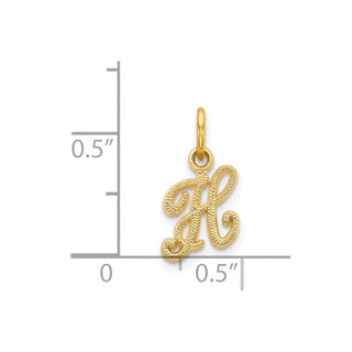 14k Yellow Gold Casted Initial H Charm