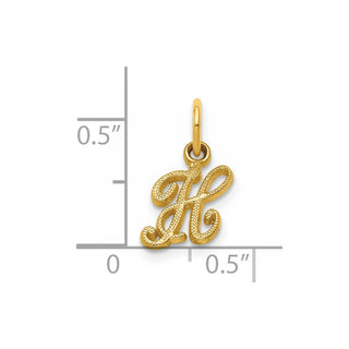14k Yellow Gold Casted Initial H Charm