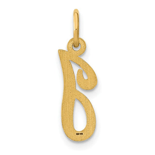 14k Yellow Gold Script Letter I Initial Charm