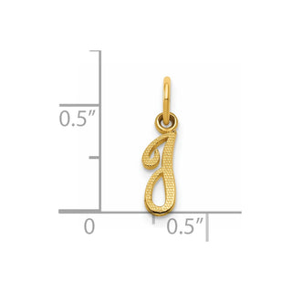14k Yellow Gold Script Letter I Initial Charm