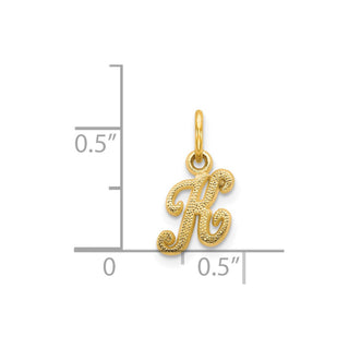 14k Yellow Gold Casted Initial K Charm