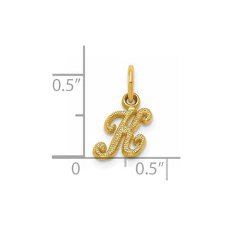 14k Yellow Gold Casted Initial K Charm