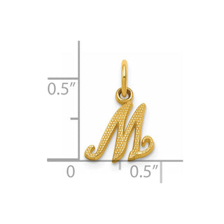 14k Yellow Gold Casted Initial M Charm