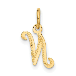 14k Yellow Gold Casted Initial N Charm