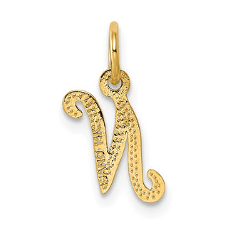14k Yellow Gold Casted Initial N Charm