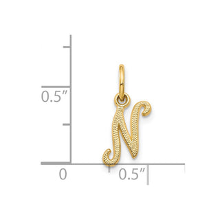 14k Yellow Gold Casted Initial N Charm