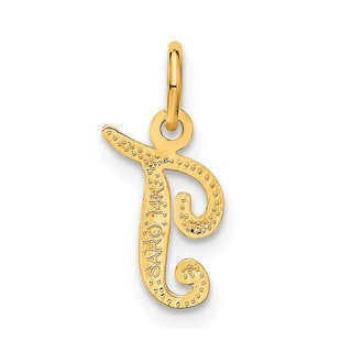 14k Yellow Gold Casted Initial T Charm