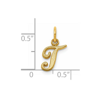 14k Yellow Gold Casted Initial T Charm