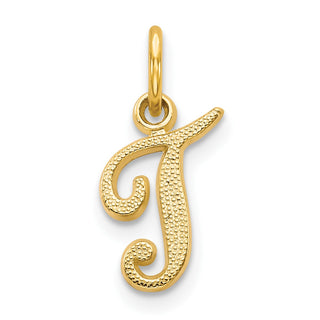14k Yellow Gold Casted Initial T Charm