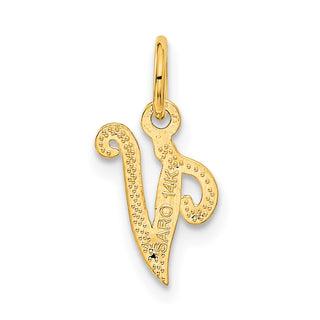14k Yellow Gold Casted Initial V Charm