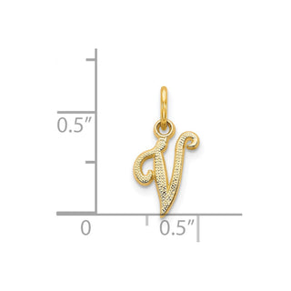 14k Yellow Gold Casted Initial V Charm