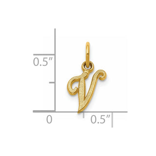 14k Yellow Gold Casted Initial V Charm