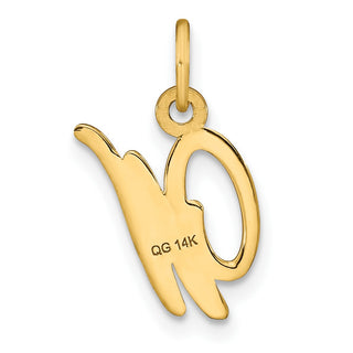 14k Yellow Gold Script Letter W Initial Charm