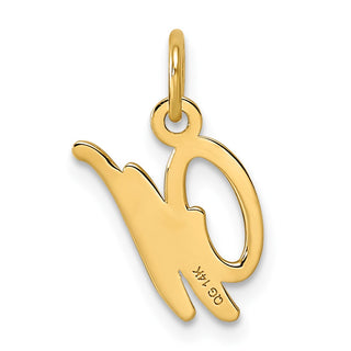 14k Yellow Gold Script Letter W Initial Charm
