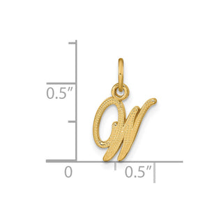 14k Yellow Gold Script Letter W Initial Charm