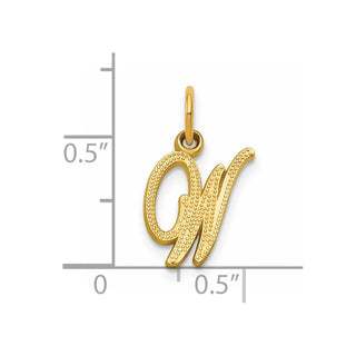 14k Yellow Gold Script Letter W Initial Charm