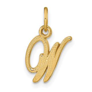 14k Yellow Gold Script Letter W Initial Charm