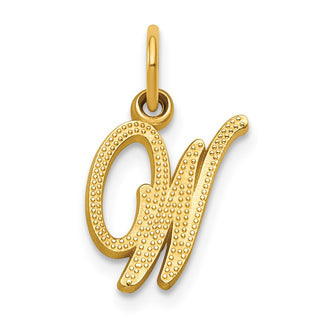 14k Yellow Gold Script Letter W Initial Charm