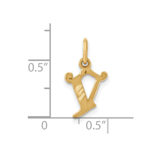 14k Yellow Gold Initial V Charm C565V