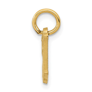 14k Yellow Gold Solid Satin Diamond-Cut Fancy Initial W Charm