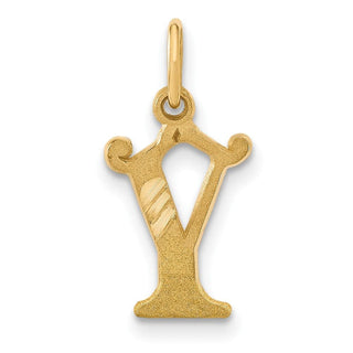 14K Yellow Gold Letter Y Initial Charm