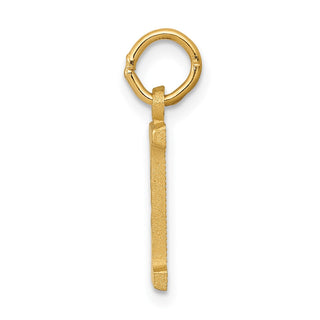 14k Yellow Gold Solid Satin Diamond-Cut Initial I Charm