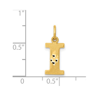 14k Yellow Gold Solid Satin Diamond-Cut Initial I Charm