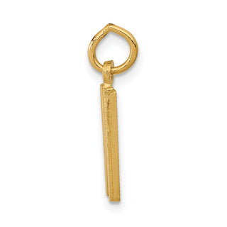 14k Yellow Gold Solid Satin Diamond-Cut Initial W Charm
