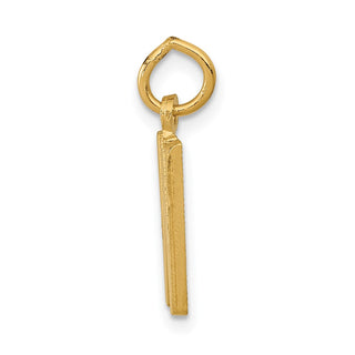 14k Yellow Gold Solid Satin Diamond-Cut Initial W Charm