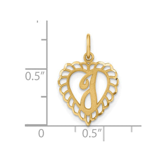 14k Yellow Gold Heart Letter I Charm