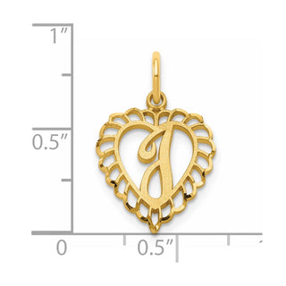 14k Yellow Gold Heart Letter I Charm